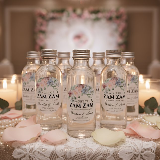 Pegatina Redonda zamzam water nikah muslim boda favor floral (Subido por el creador)