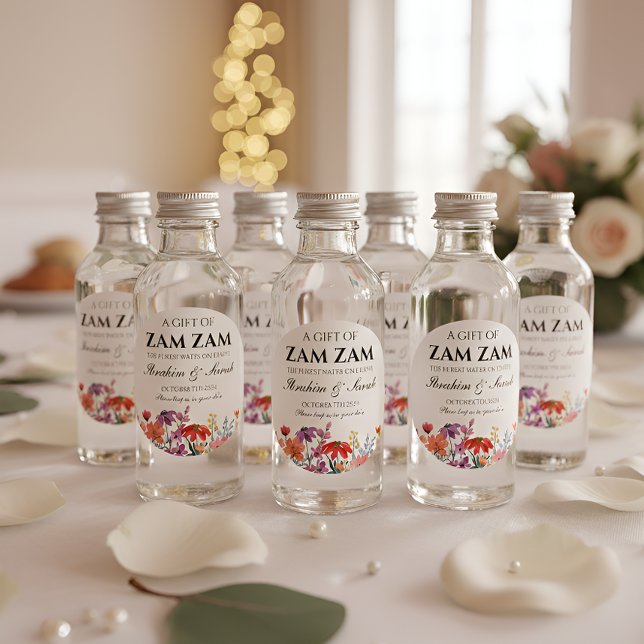 Pegatina Redonda zamzam water nikah muslim boda favor floral (Subido por el creador)