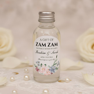 Pegatina Redonda zamzam water nikah muslim boda favor floral