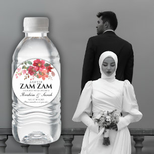Pegatina Redonda zamzam water nikah muslim boda rosa rojo