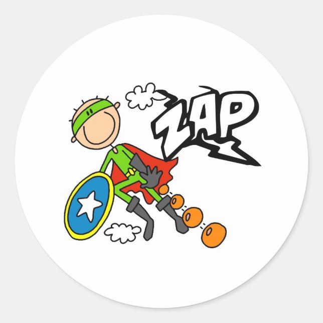 Pegatina Redonda ZAP Boy Héroe (Anverso)
