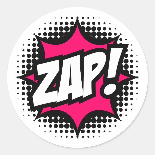 Pegatina Redonda ¡ZAP! Estilo de libro de historietas (Anverso)