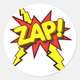 Pegatina Redonda ¡Zap, Zing, Pow!