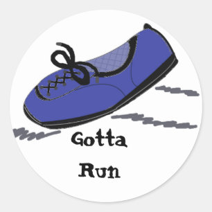 Pegatina Redonda Zapatilla Corredora Azul - Tengo Que Correr