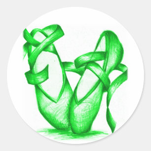 Pegatina Redonda Zapatillas de ballet verde