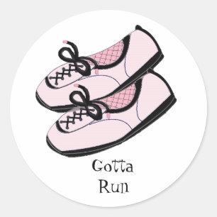 Pegatina Redonda Zapatillas de correr rosas - Tengo que correr