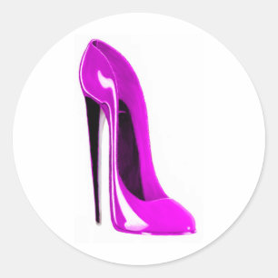 Pegatina Redonda zapato de tacón rosa