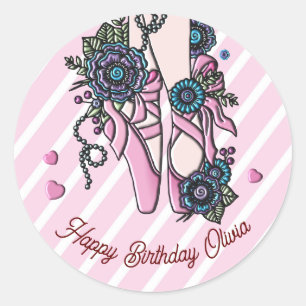 Pegatina Redonda Zapatos de ballet personalizados