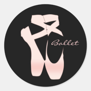 Pegatina Redonda Zapatos de ballet rosa gradiente suave personaliza