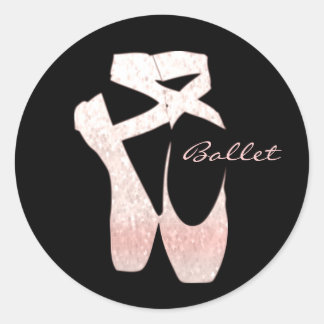 Pegatina Redonda Zapatos de ballet rosa gradiente suave personaliza