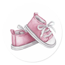 Zapatos de bebé con acuarela rosa Fiesta de bebé