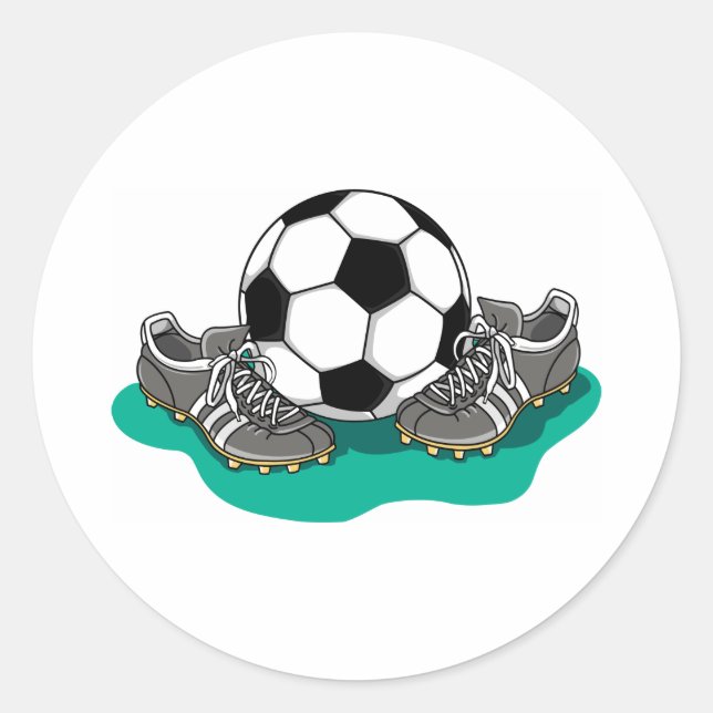 Pegatina Redonda Zapatos de bolas de fútbol (Anverso)