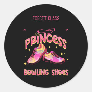Pegatina Redonda Zapatos de bolos divertidos de princesa para jugad