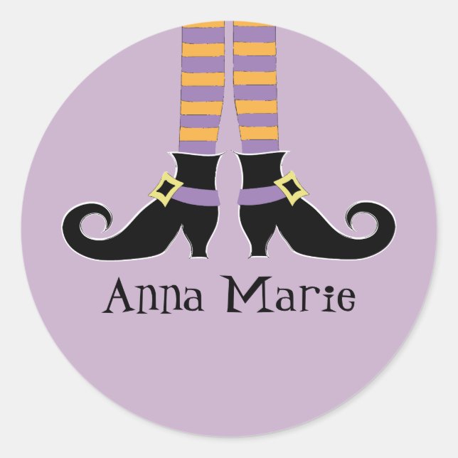 Pegatina Redonda Zapatos de bruja caprichosa (Anverso)