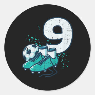 Pegatina Redonda Zapatos de fútbol para niños cumpleaños 9 Balón de