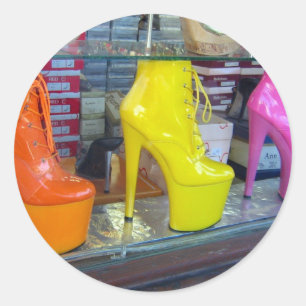 Pegatina Redonda Zapatos de Hollywood Blvd