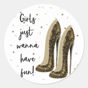 Pegatina Redonda Zapatos de moda de tacones altos Glam Beauty Sweet