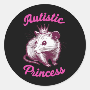 Pegatina Redonda Zarigüeya Princesa Autista 3