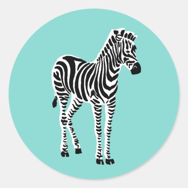 Pegatina Redonda Zebra azul bonito (Anverso)