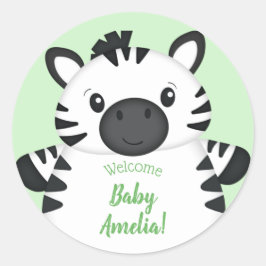 Pegatina Redonda Zebra Baby Shower