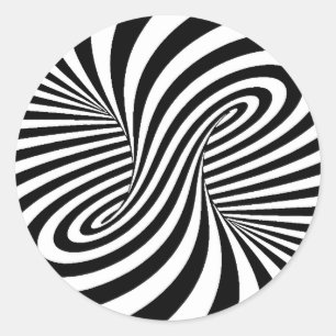 PEGATINA REDONDA ZEBRA BLANCA NEGRA PLANCHA PATRONES ILUSIÓN ÓPTICA