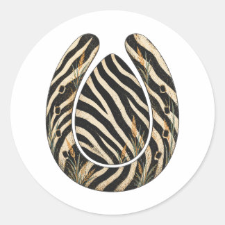 Pegatina Redonda Zebra Botanical Hoofprint Nature Sticker