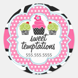 Pegatina Redonda Zebra Stripes Cupcake Bakerley Business