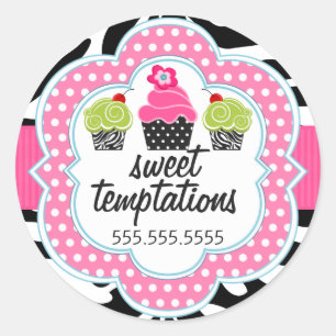 Pegatina Redonda Zebra Stripes Cupcake Bakerley Business