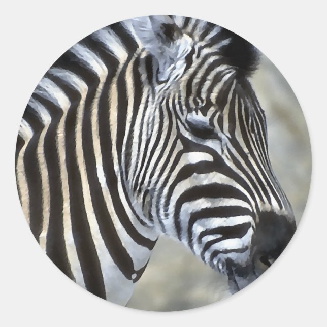 Pegatina Redonda Zebras Lovers Art (Anverso)