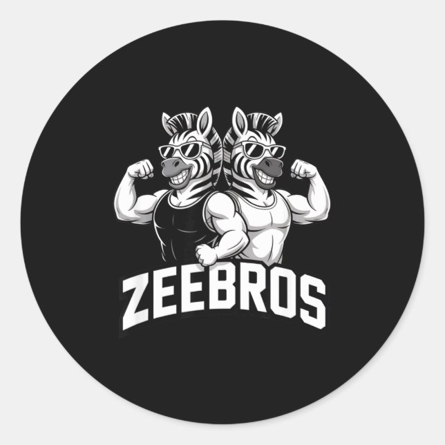 Pegatina Redonda Zeebros Cute Zebra Duo Design For Zebros Lovers  (Anverso)