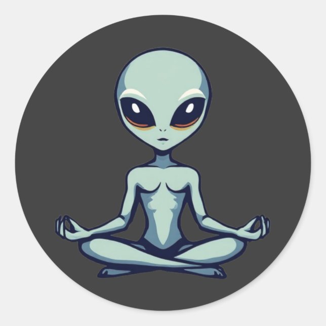 Pegatina Redonda Zen Alien (Anverso)