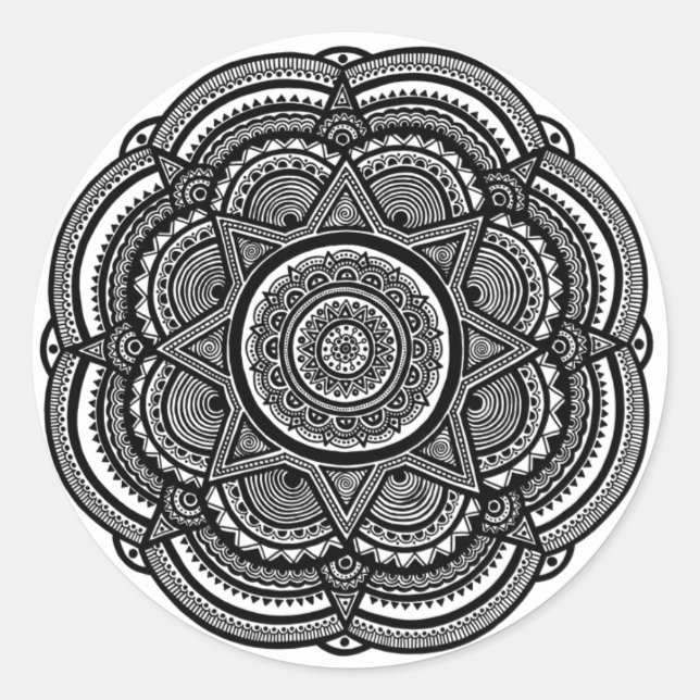 Pegatina Redonda Zen Art Mandala (Anverso)