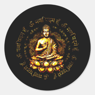 Pegatina Redonda Zen Buda Yoga Atención Plena Paz