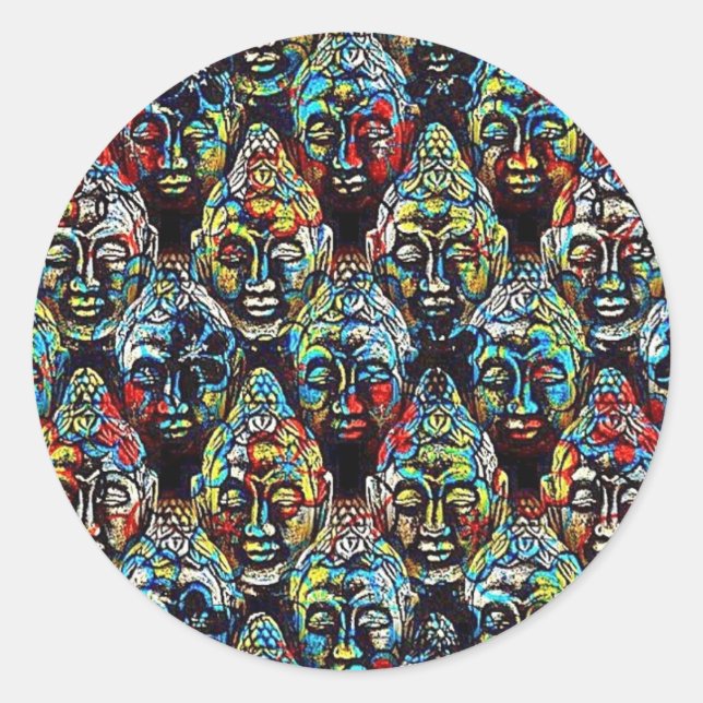 Pegatina Redonda Zen Buddha (Anverso)