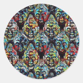 Pegatina Redonda Zen Buddha