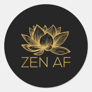 Pegatina Redonda Zen De Flor De Loto Divertido Yoga Namaste Meditac