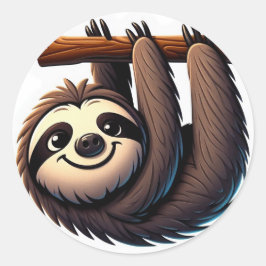 Pegatina Redonda Zen Green Chill Sloth