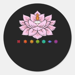 Pegatina Redonda Zen Lotus Flor Chakras Alineado Yoga Lo