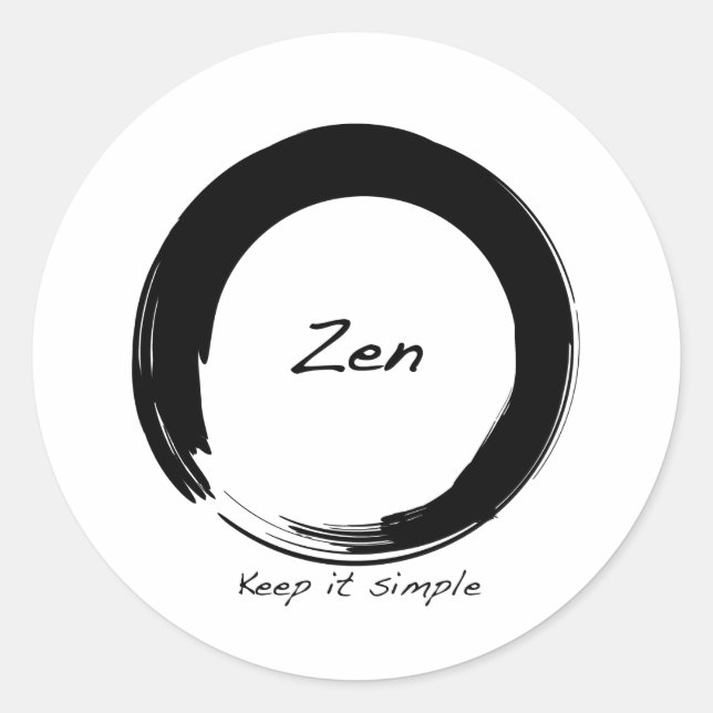 Pegatina Redonda Zen: Manténganlo simple (Anverso)