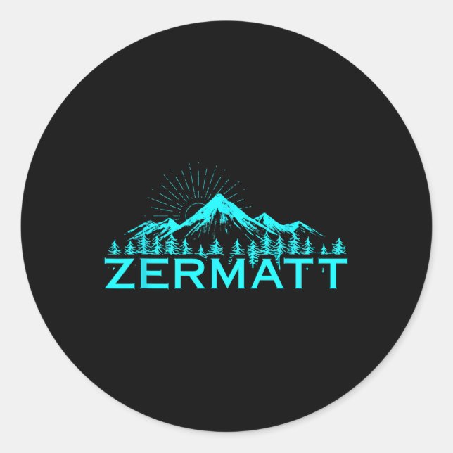 Pegatina Redonda Zermatt Mountains Alpine Skiing Swiss Alps Switzer (Anverso)