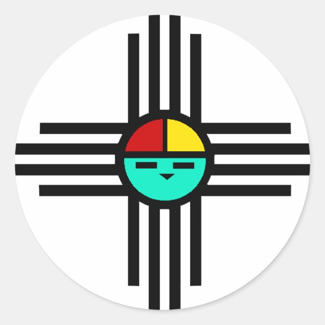 Pegatina Redonda Zia Sun God (Anverso)