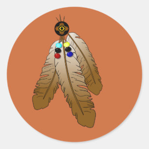 Pegatina Redonda Zia Sun y Feathers