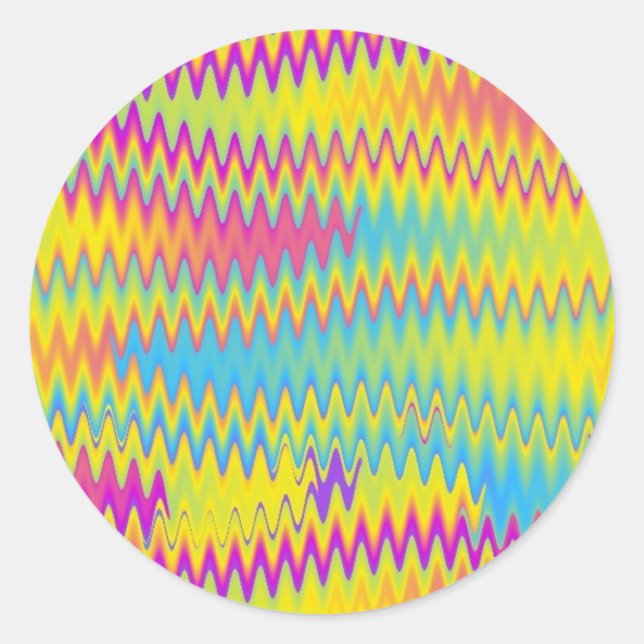 Pegatina Redonda zigzag arco iris (Anverso)