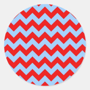 Pegatina Redonda Zigzag rojo y azul claro