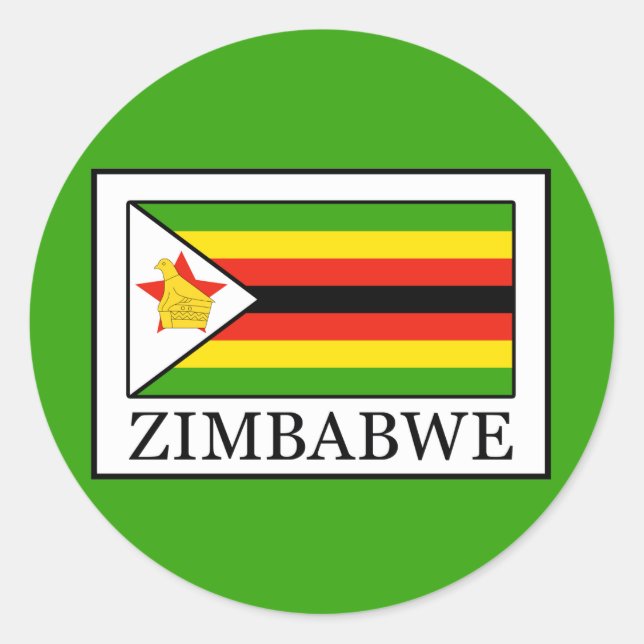 Pegatina Redonda Zimbabue (Anverso)