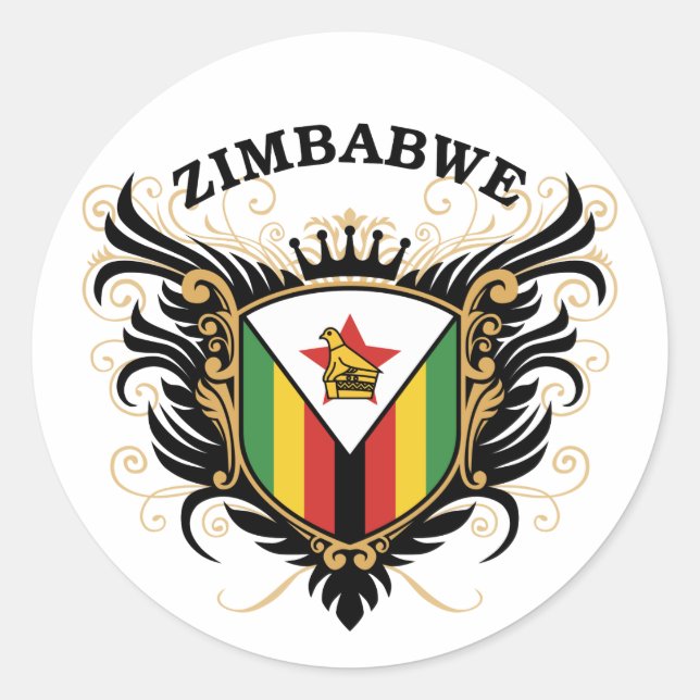 Pegatina Redonda Zimbabue (Anverso)