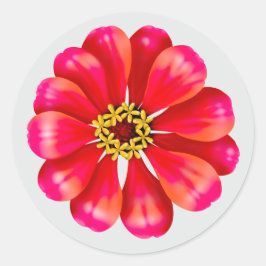 Pegatina Redonda Zinnia rosa