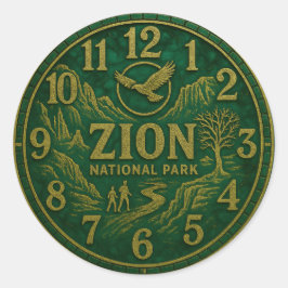 Pegatina Redonda Zion National Park Canyon Hiking and Eagle Art