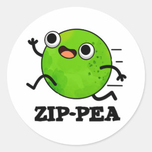Pegatina Redonda Zip-pea Funny Zippy Pea Pun