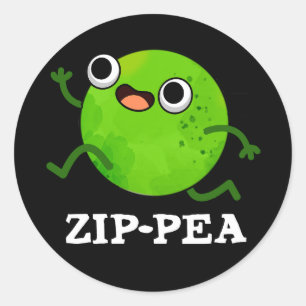 Pegatina Redonda Zip-pea Funny Zippy Pea Pun Dark BG